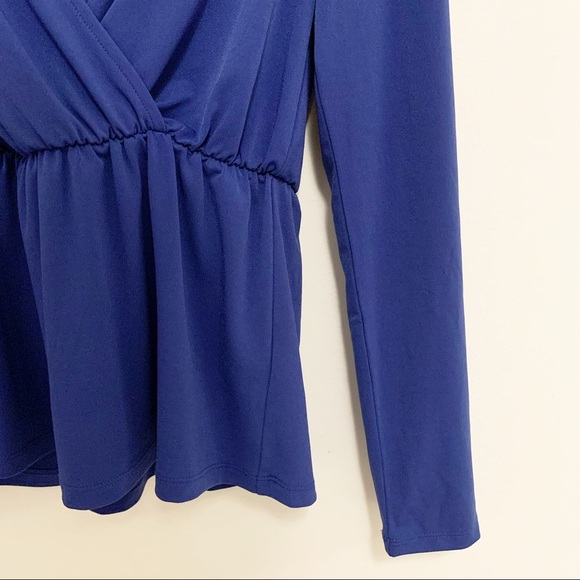 Halogen Blue Wrap Plunge Neckline Long Sleeve Top S - Picture 3 of 6